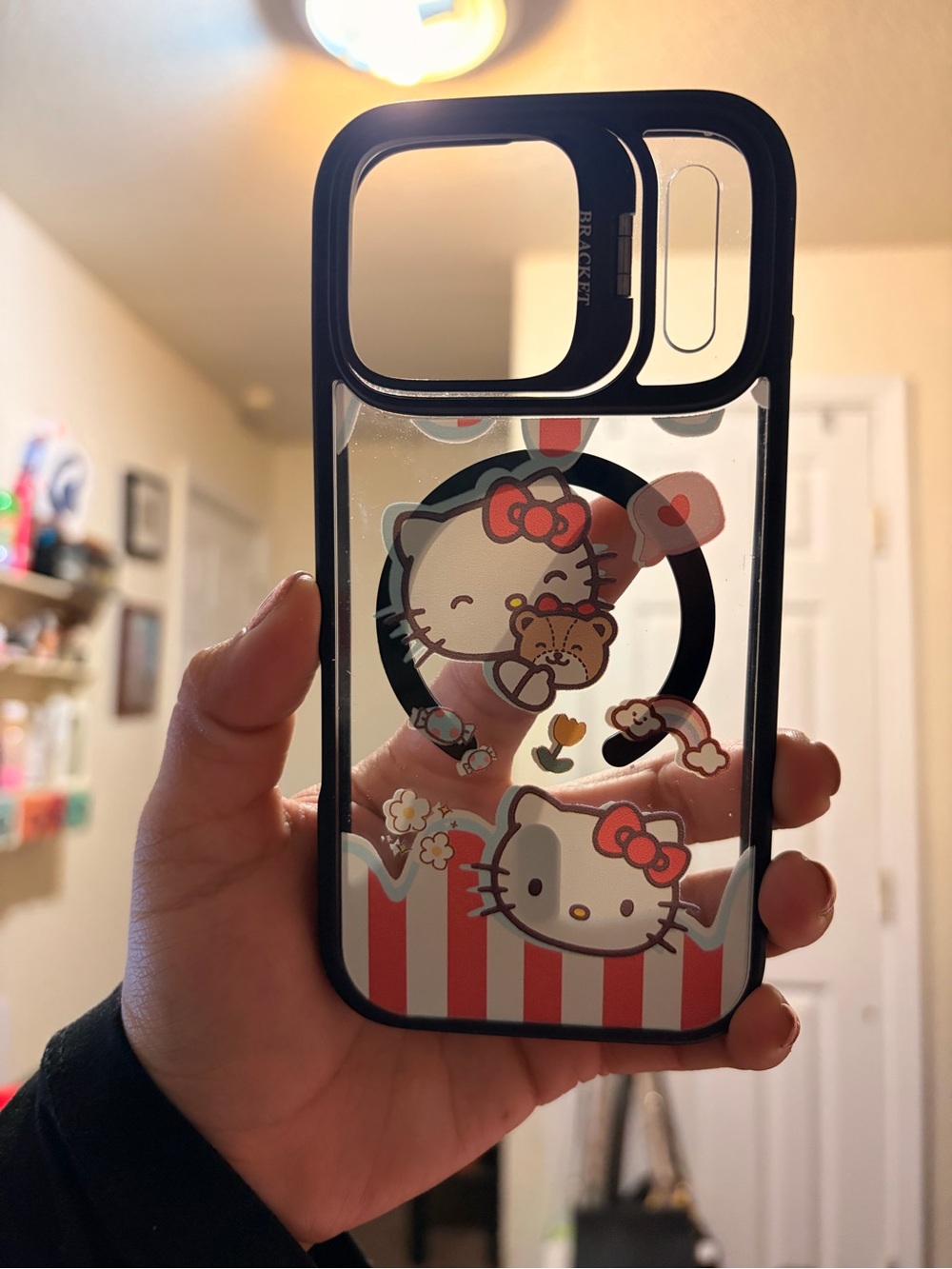Hello Kitty Clear Protective Phone Case in Black and Red